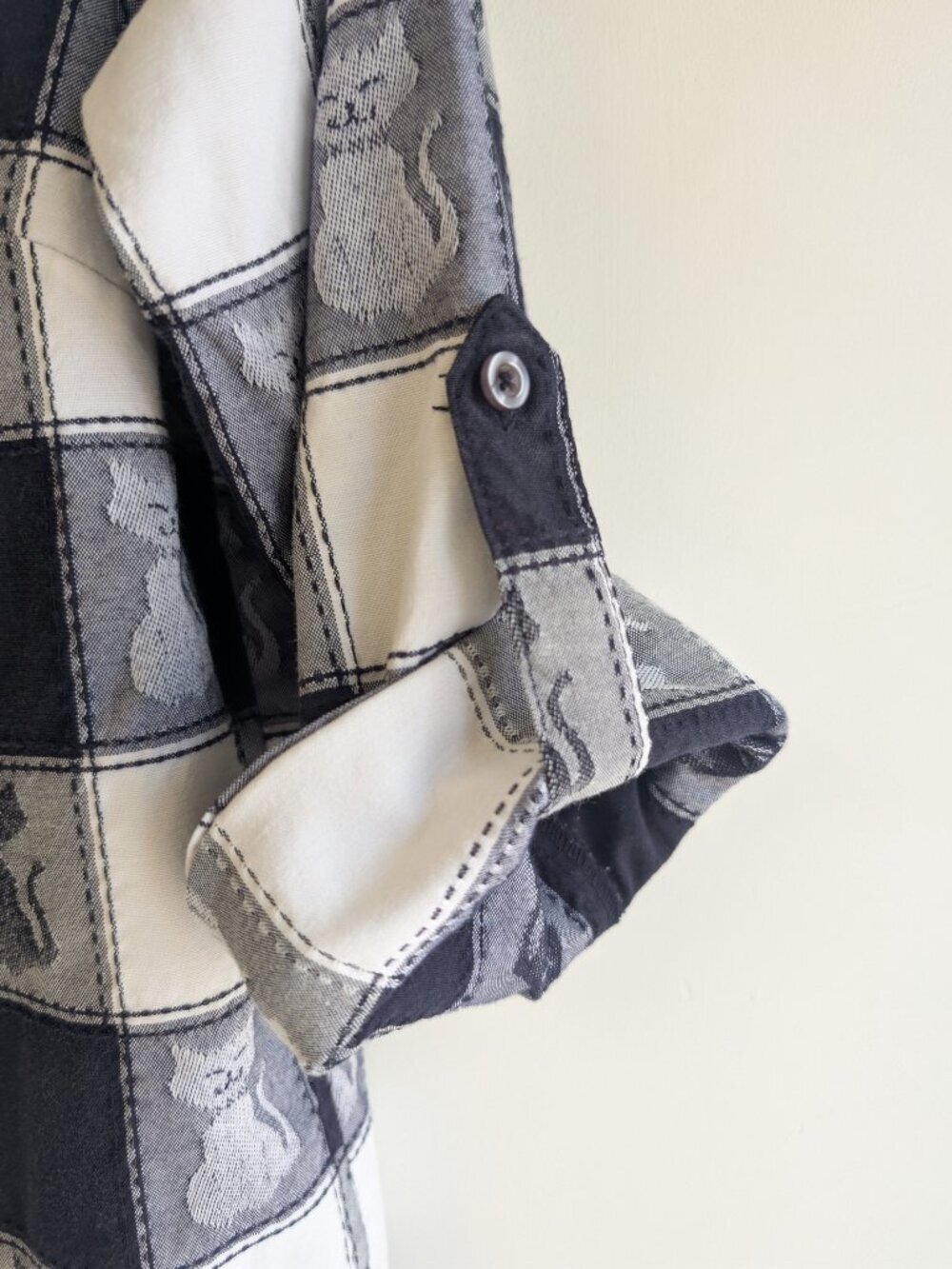 Carroll Reed Checkerboard Cat Print Button Down Top - Picture 6 of 8